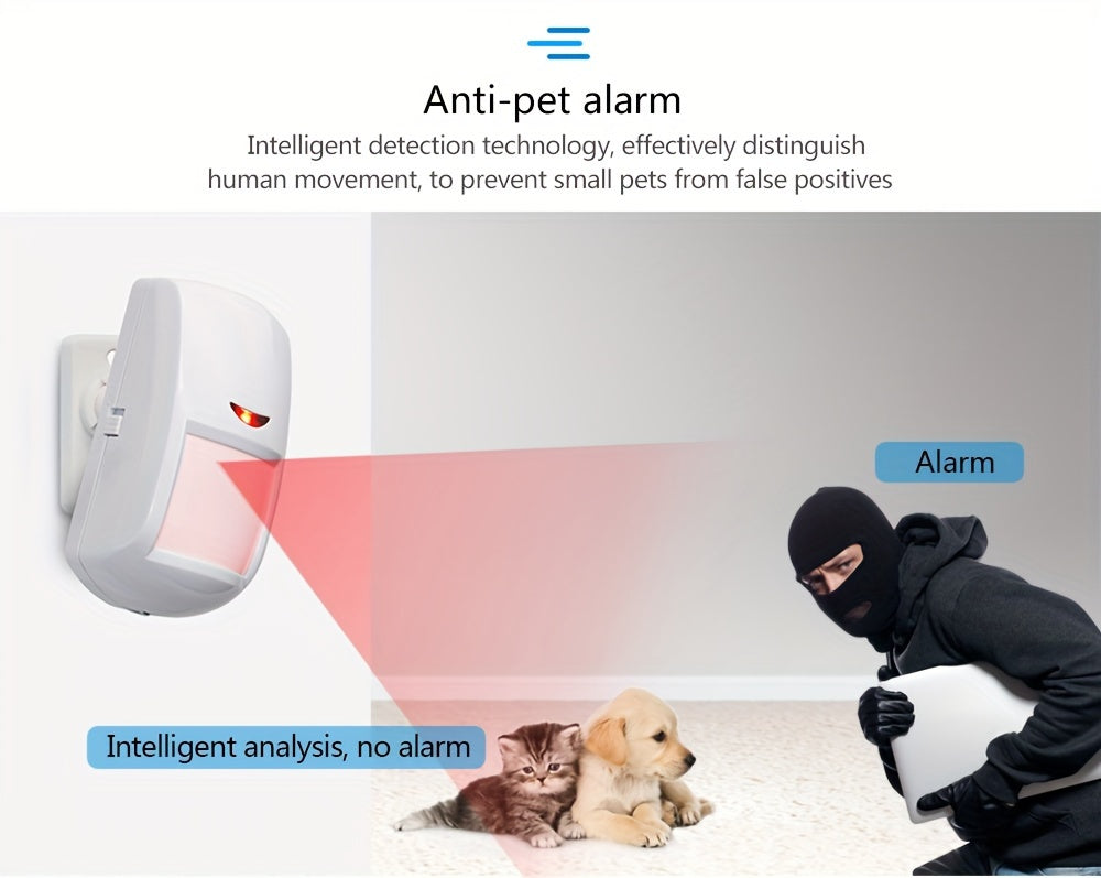 WiFi + GSM Auto-dial Smart Home Security Alarm System 433MHz LCD Display Alarm Panel Door Window Sensor PIR Motion Sensor Kit APP Remote Control Compatible With Alexa Google Home