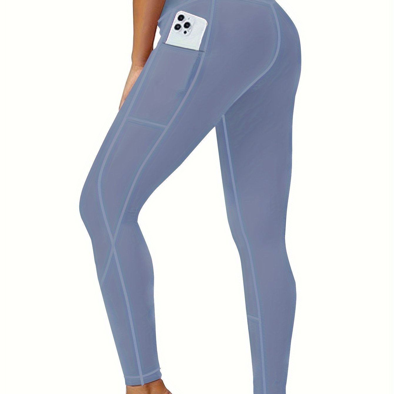 Women's Plus Size Slimming Yoga Leggings with Pockets - High Waist, Breathable & Stretchy Activewear for Running and Fitness