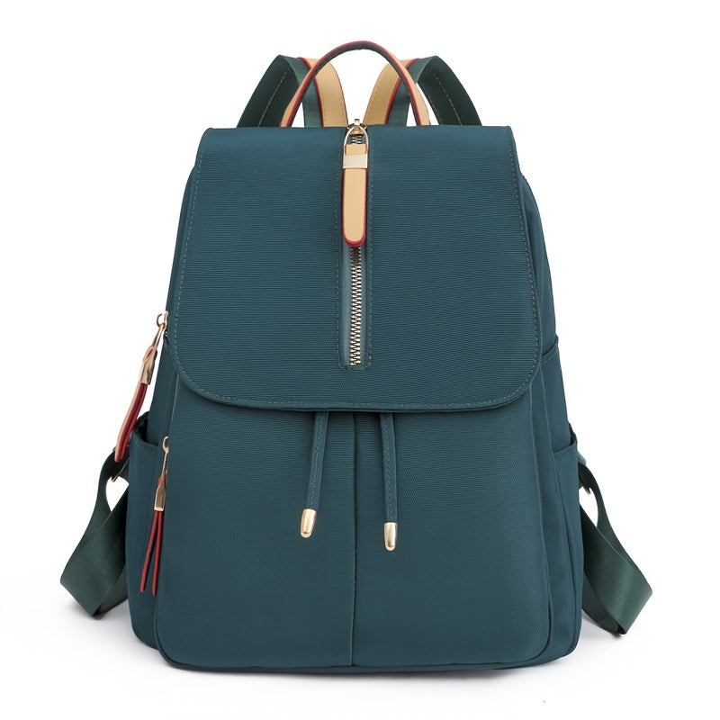 Stylish Women's Nylon Backpack - Trendy Korean Fashion Schoolbag with Multiple Compartments, Adjustable Straps & Zipper Closure in Black, Peacock Blue, Royal Blue, Lavender, or Light Purple, Versatile Carryall | Trendy School
