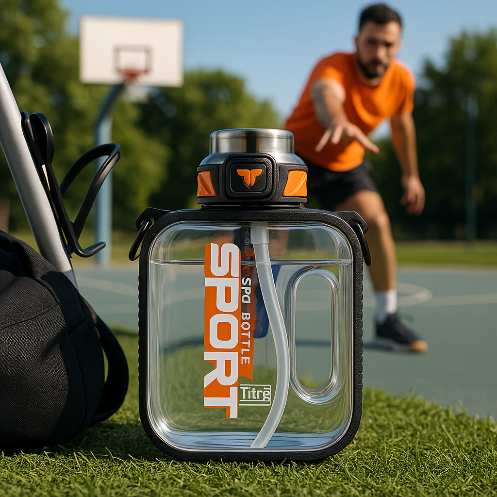 1pc TKK Leakproof Sports Water Bottle Jug with Handle & Straw - Wide Mouth, BPA-Free, for Gym, Travel, Camping, Yoga - Available in 1000ml/1600ml/2100ml (33.81oz/54.1oz/71.01oz) - Ideal Gift for Athletes, Hikers, Outdoor Enth