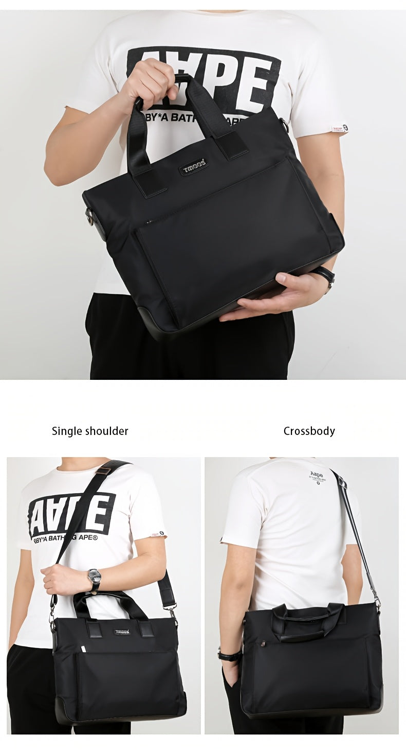 Unisex double shoulder strap design square bag Crossbady bag travel texture Oxford fabric casual crossbody bag multi compartment large capacity anti-theft shoulder bag workplace commuting briefcase