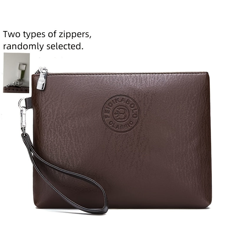 Bolsa de mão macia para homem, bolsa de pulso tipo envelope para uso diário.