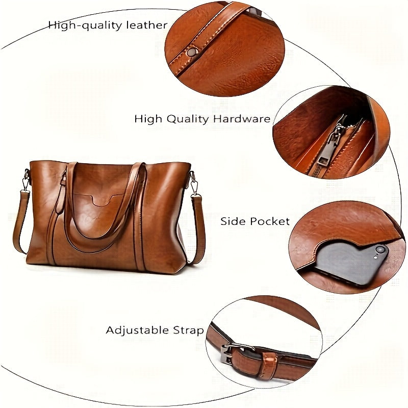 Large Capacity Genuine Genuine Leather Women's handbag with Zipper Closure and Wrist Strap - Durable Top-Grade Genuine Genuine Leather, Suitable for Travel, Business, and Outdoor Activities - Multiple Colors Available