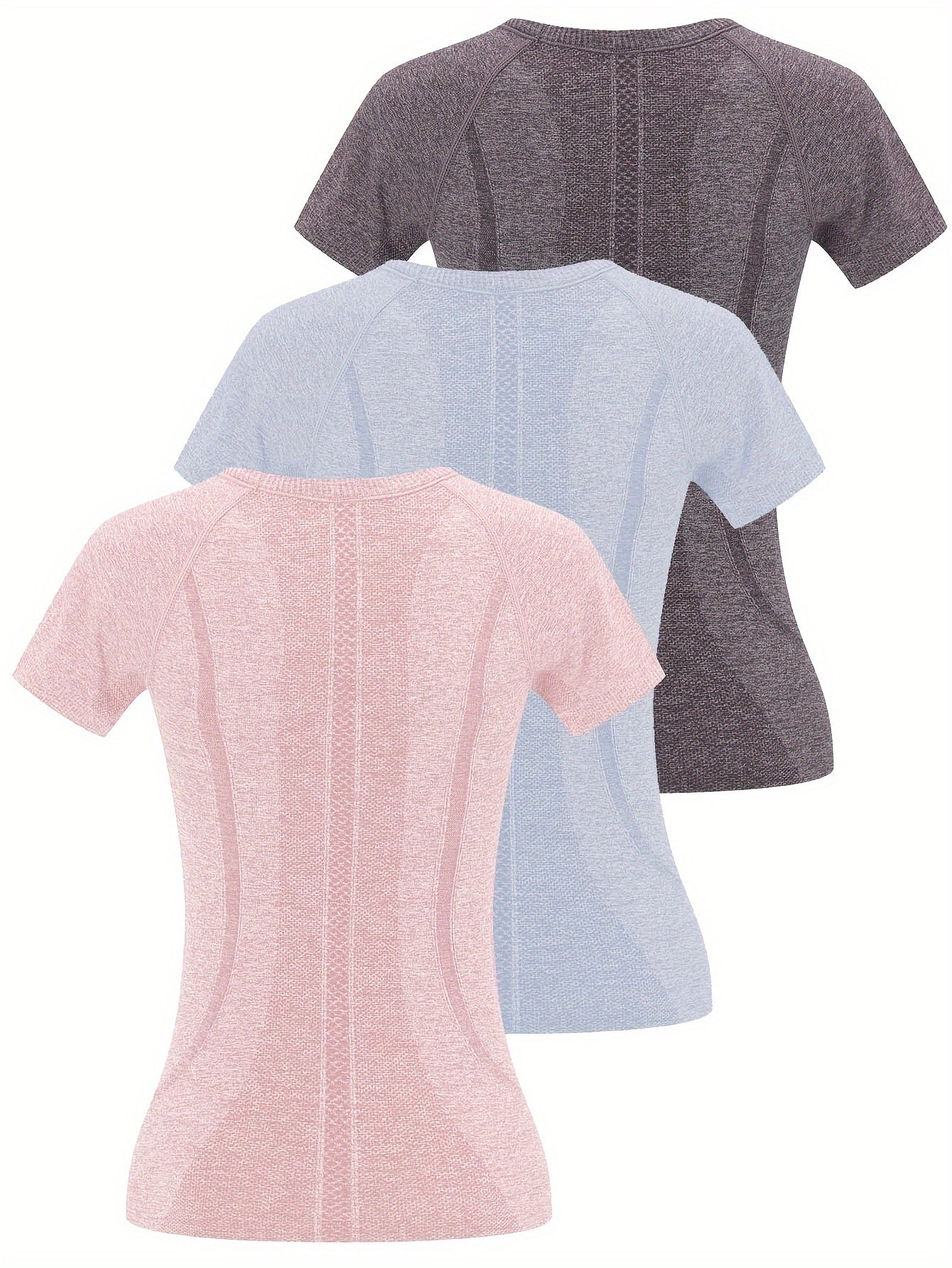 3pcs Women's Sports Fitness Running Top, Short Sleeve Quick-drying Breathable Comfortable T-shirt, Women's Clothing