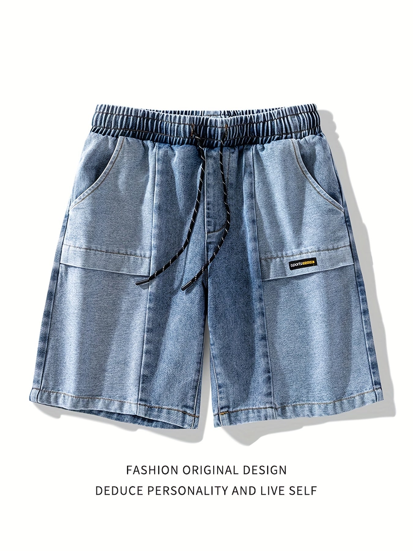 Classic Men's Denim Shorts - Casual Regular Fit Mid-Rise Drawstring Waist Lightweight Summer Shorts for Fishing, Hiking & Daily Wear, Jean Shorts