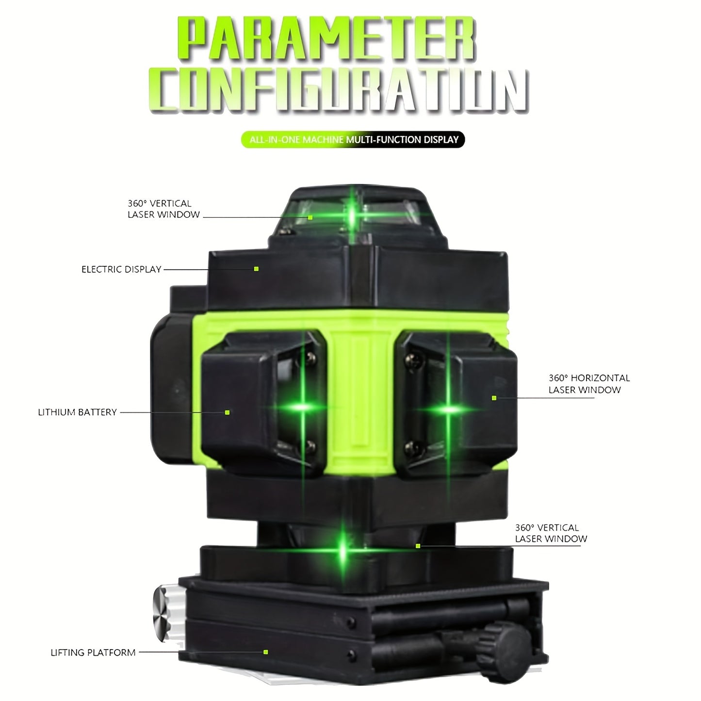 Lixada 4D 16 Lines Laser Level 3° Self-leveling Machine USB Rechargeable Lithium Battery Leveling Tool With Vertical Horizontal Tilt Lines