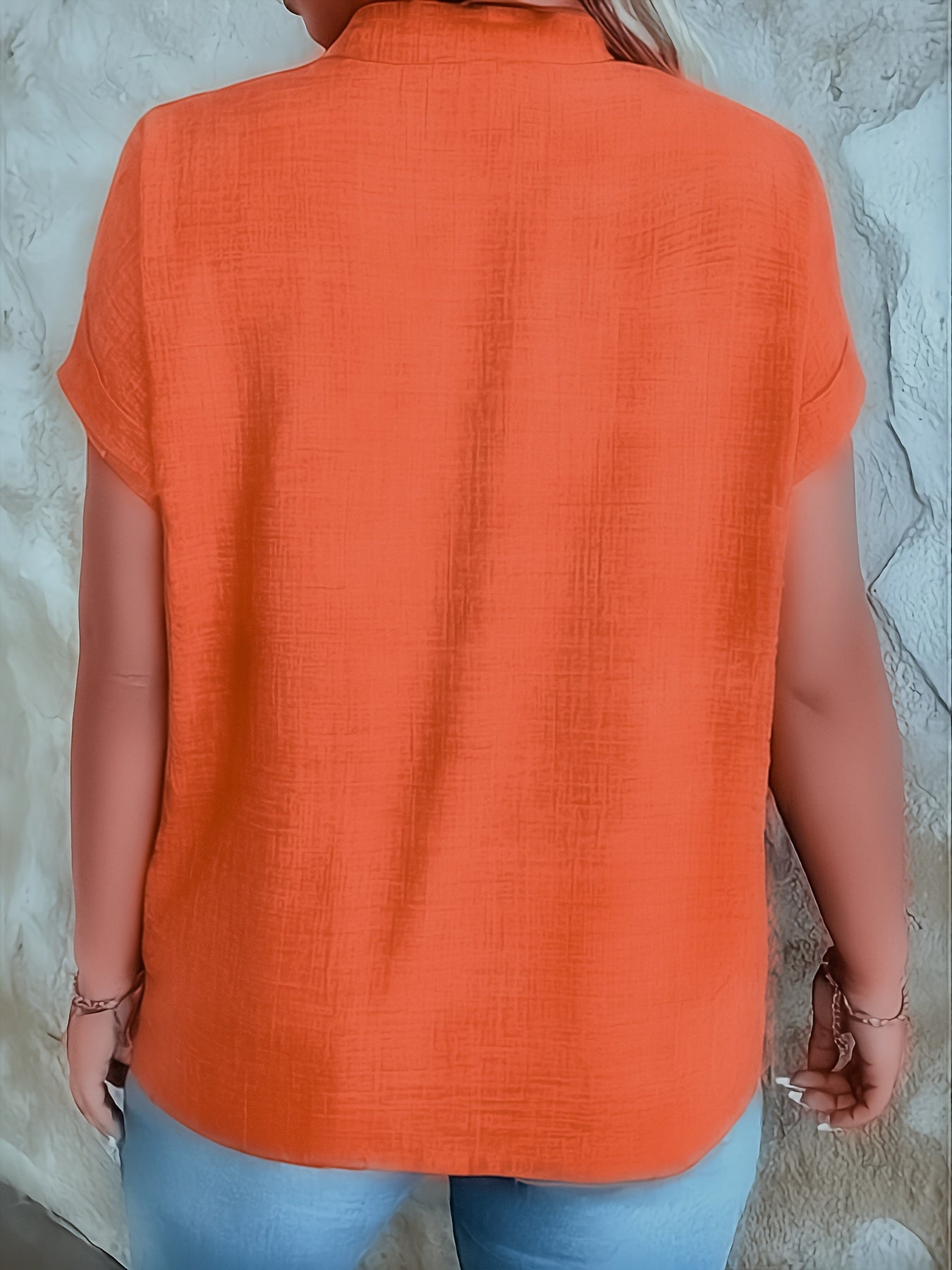 Women's Casual V-Neck Blouse with Small Stand-Up Collar - Vibrant Yellow Solid Color, Regular Fit, Machine Washable, Versatile for Spring Summer Fall, Seasonal Fashion Top, Sophisticated Casualwear, Lightweight Fabric, Everyd