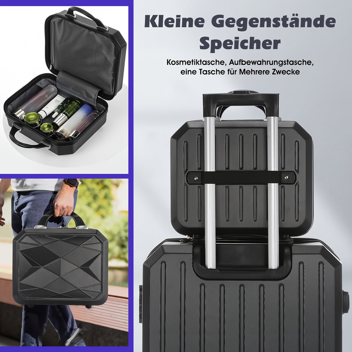 Hardshell Luggage Set Of 4pcs, With 360° Dual Spinner Wheels And Integrated Lock, Carry-on Luggage