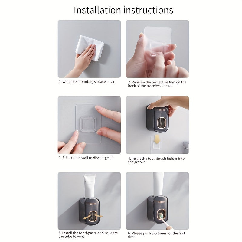 Elegant Wall-Mounted Automatic Toothpaste Dispenser - No Electricity Required