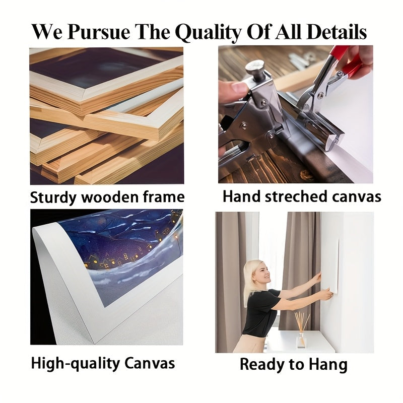 2D/Flat 3pcs Abstract Black and White Elegant Canvas Art with Wooden Frame, Large Wall Decor – Perfect for Living Room, Bedroom, Dining Room, Office – Ideal Halloween & Easter Gift, Flat 2D Design