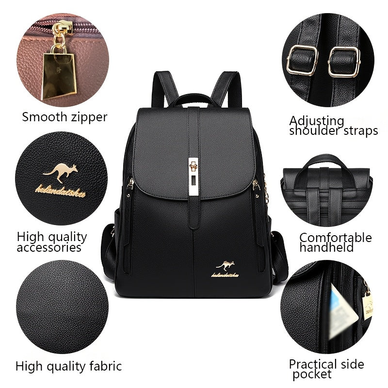 HKAAO Large Capacity Backpack (Unisex) - Stylish Black Travel & Commuter Bag with Multiple Compartments, Adjustable Shoulder Strap, Safe Travel Bag | Minimalist Backpack | Textured Finish, Travel Backpack