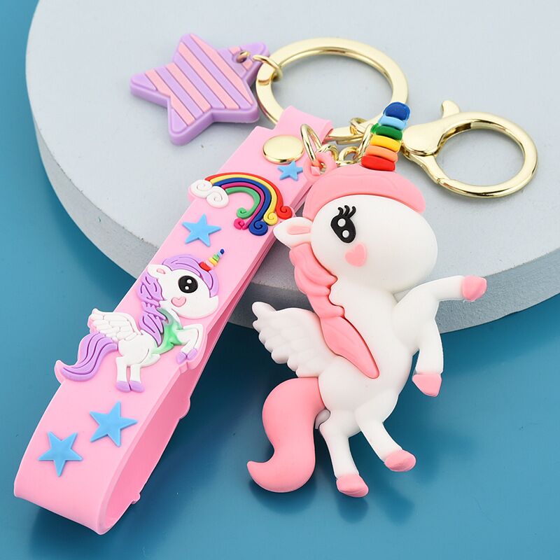 Creative Cute Multicolor Rainbow Pony Cartoon Unicorn Car Bag Keychain Keychain Men And Women Pendant Small Gifts
