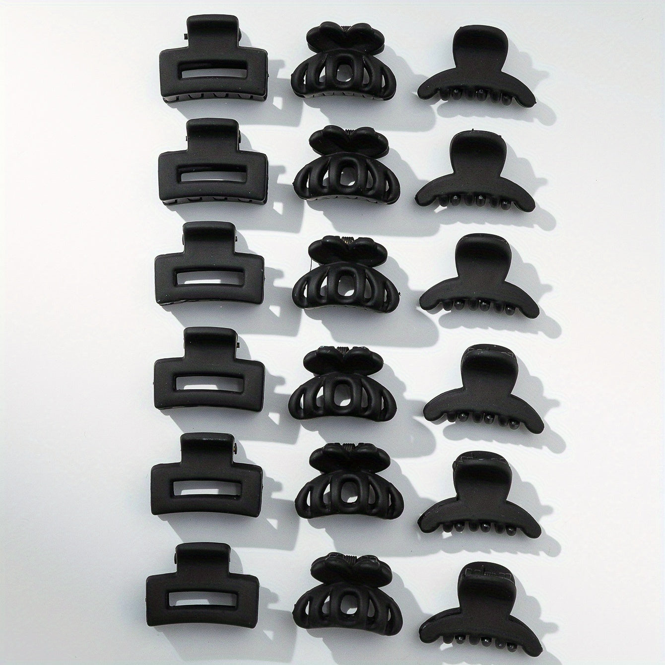 18PCS Rubber Frosted Black Square Hair Claw Mini Small Hair Clip Simple Hair Accessory Female