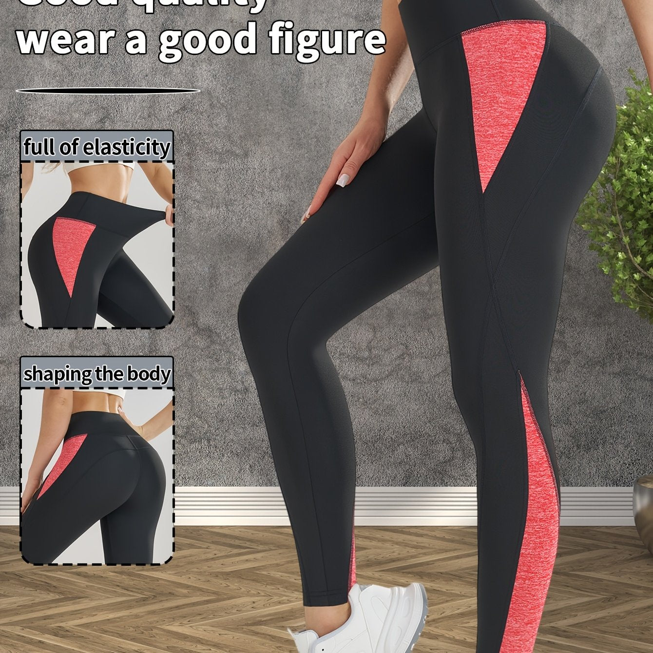 Women's High-Waisted Yoga Leggings - Butt-Lifting Tummy Control Workout Pants with Full Elasticity, Sweat Absorbent Breathable Fabric, Contrast Color Design for Gym Running Yoga & Casual Wear, Yoga Pants, Shapewear Included,