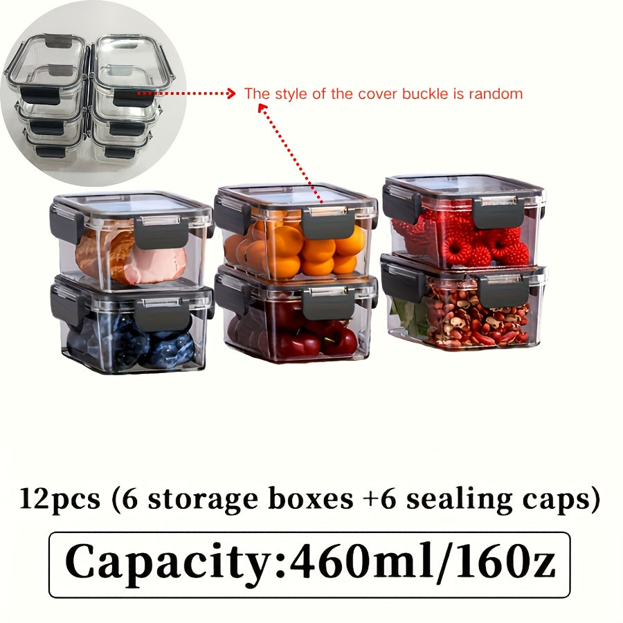 12pcs Stackable Refrigerator Storage Containers with Sealing Lids - High Transparency PET, Reusable & Durable for Fruits, Vegetables, Meats - Ideal for Kitchen, Cabinet & Fridge Organization, Refrigerator Organizers And Stora