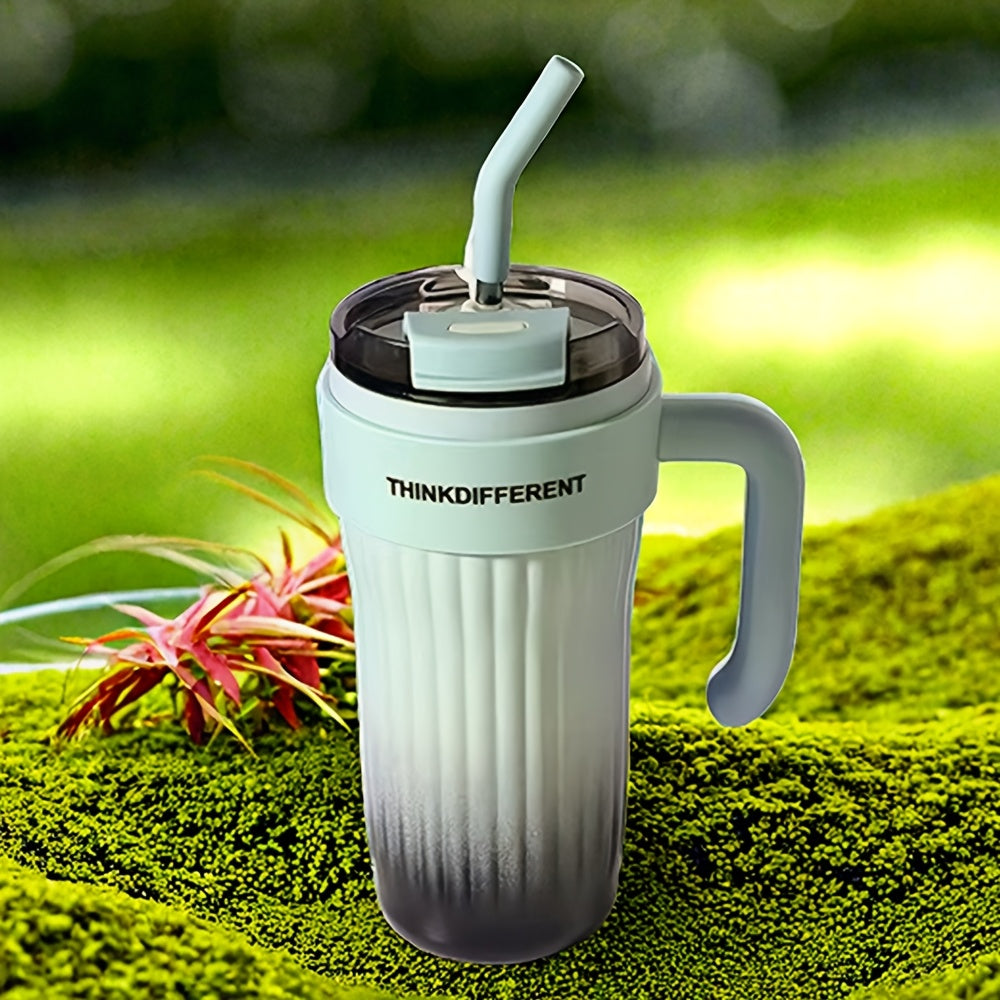 1pc 780ml/28oz Stainless Steel Insulated Cup with Handle, Double-Layer Vacuum Insulated Coffee Cup, Leak-Proof and Drop-Proof with Lid and Straw, Perfect Holiday Gift for Friends, Suitable for Outdoor Fitness, Camping and Tra