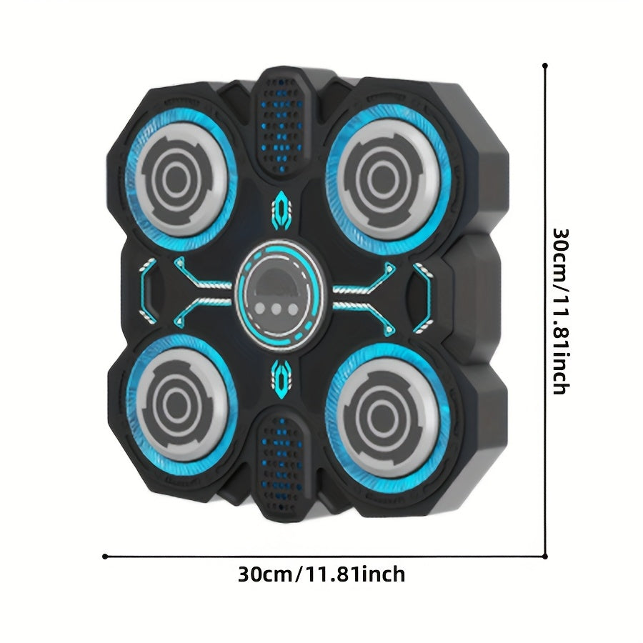 Interactive boxing exercise toy with 4 targets, updated edition with cool LED lights and dynamic music, includes punching gloves, adjustable speed, wall mountable, ideal for indoor training and family fun, battery operated (AA No. 1)