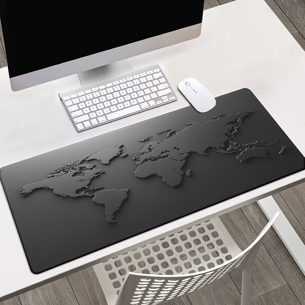 1pc XXL World Map Mouse Pad - Large Desk Mat for Gaming & Office Decor, Non-Slip Rubber Base, Durable Stitched Edges, Smooth Surface, Multi-Functional Black and White Design, Mouse Pads for Desk