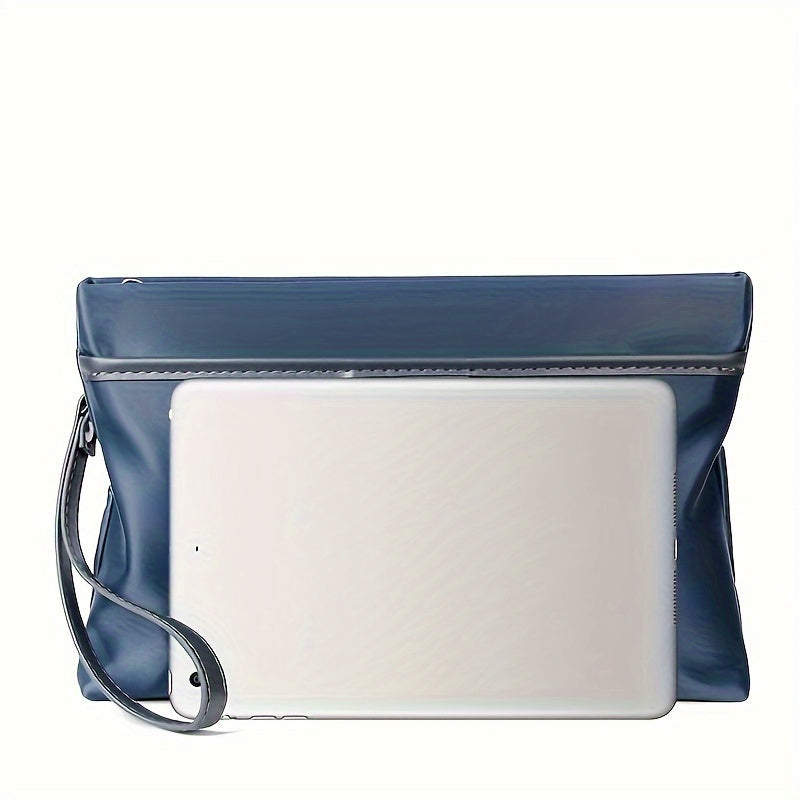 MARHSEIKE Men's Large Capacity Clutch Bag - Stylish Black Nylon Handbag with Zippered Compartment & Adjustable Strap, Trendy Business Phone Holder for Everyday Use, Secure Travel Pouch|Modern Masculine Clutch|Durable Zipper C