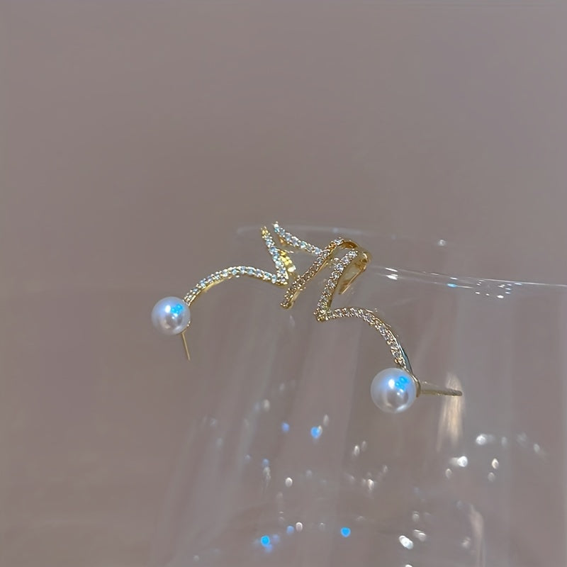 925 Silver Needle Faux Pearl Stud Earrings & Ear Clips Unique Jewelry For Women Banquet Decor