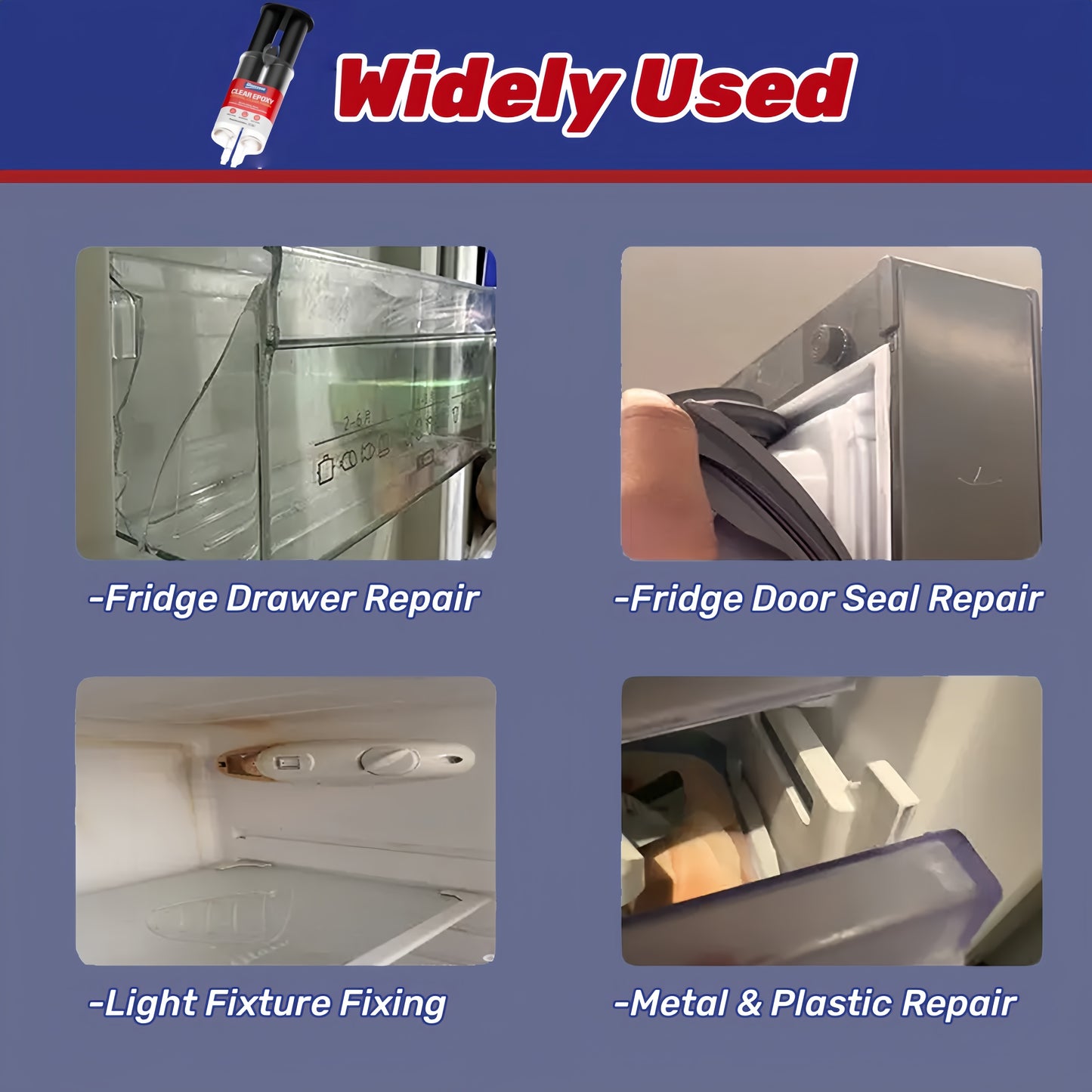 Cola adesiva epóxi transparente Doeyvose - Cola forte e impermeável, selante transparente para gavetas de frigorífico, portas, pavimentos, paredes, telhados e azulejos - Fórmula resistente semelhante à resina epóxi (25 ml/0,88 oz) - Multiusos