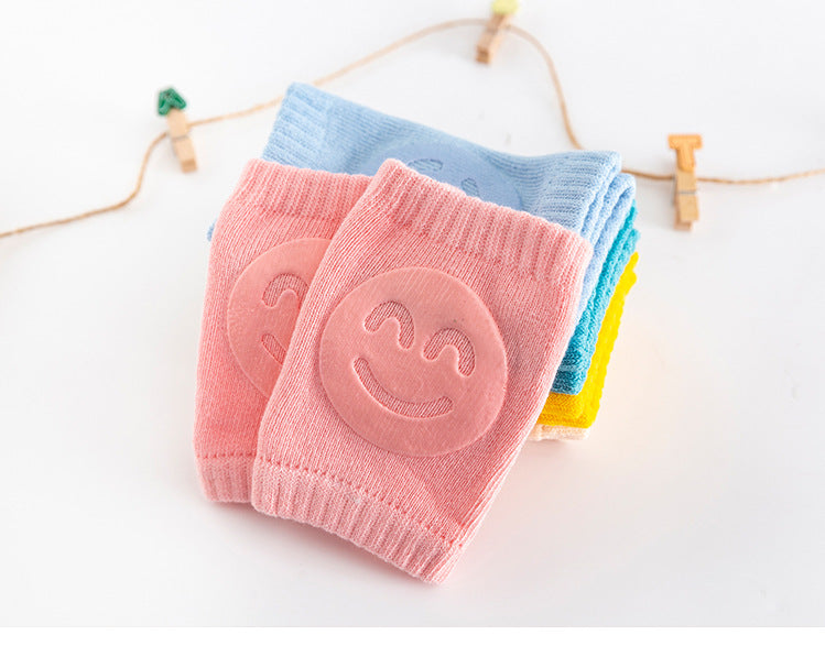 Boys Casual Knitted Knee Pads With Smile Face, Thermal Joint Protector For Autumn And Winter