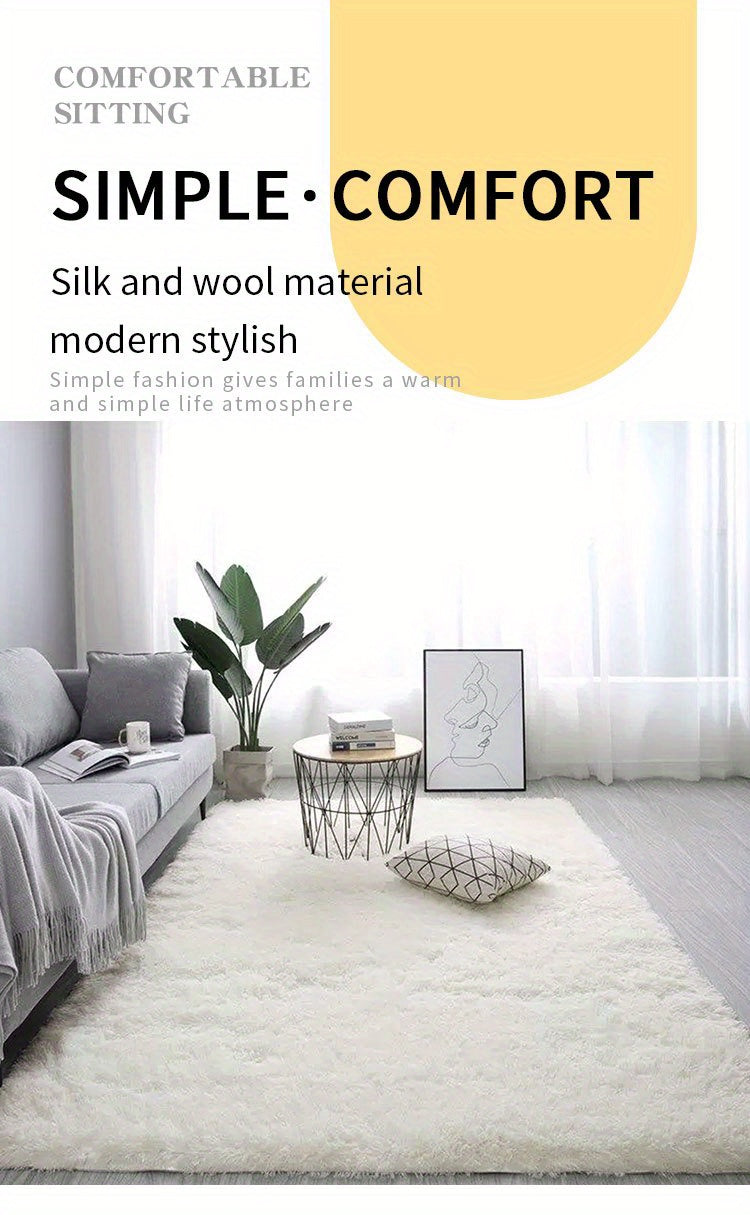 1pc Ultra Soft Plush Rug, White Large Area Rug, Non-slip Fluffy Shaggy Rug, Waterproof Shaggy Throw Rugs For Living Room Bedroom Nursery Room, Game Room Dormitory Carpet, Teenage Room Decoration, Room Decor