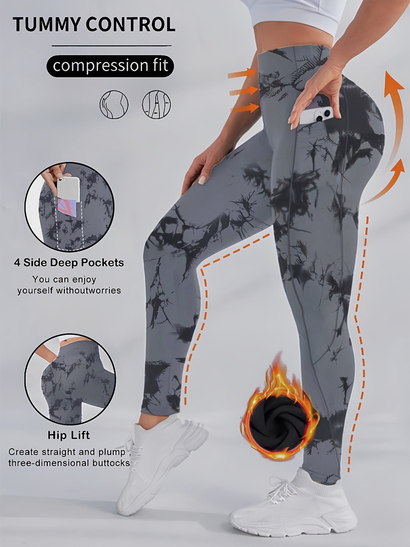 Women's Plus Size Fleece-Lined Yoga Pants with Side Pockets - Elegant, Stretchy & Warm for Fall/Winter, Elegant Special Project Style, Winter