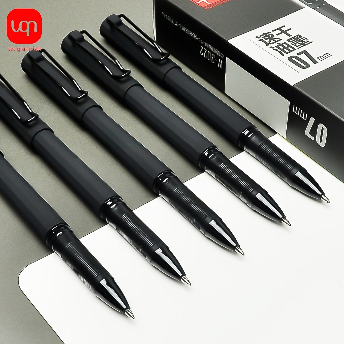 2/5pcs innovative black neutral pen with 0.7mm tip elastic clip design for smooth writing, good feel, clear handwriting, note-taking pen for daily use, everyday tasks, and drawing. Back to season