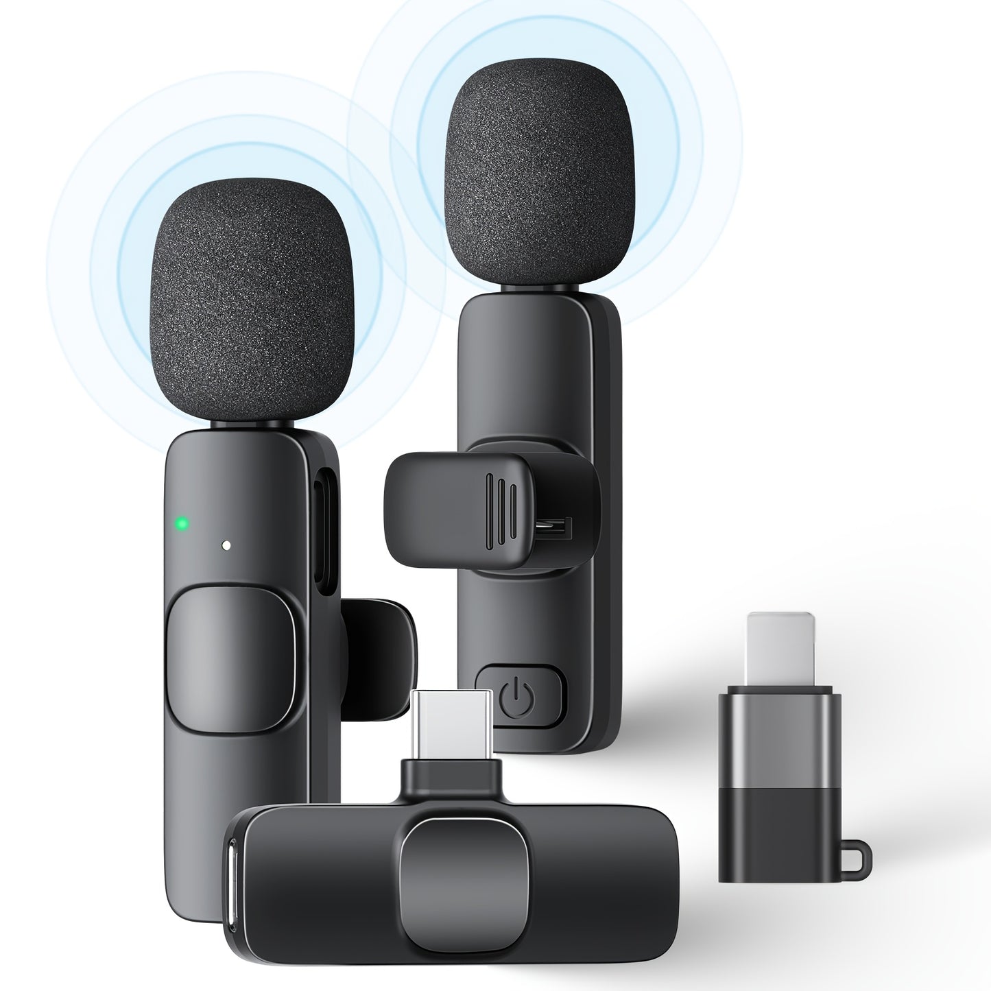 Wireless Lavalier Microphone For IPhone for ipad Android With Charging Case 80h Battery Life, Noise Cancellation, 49.99meter Range Plug-Play Clip On Lapel Mic For Video Recording, Vlog, Live Streaming