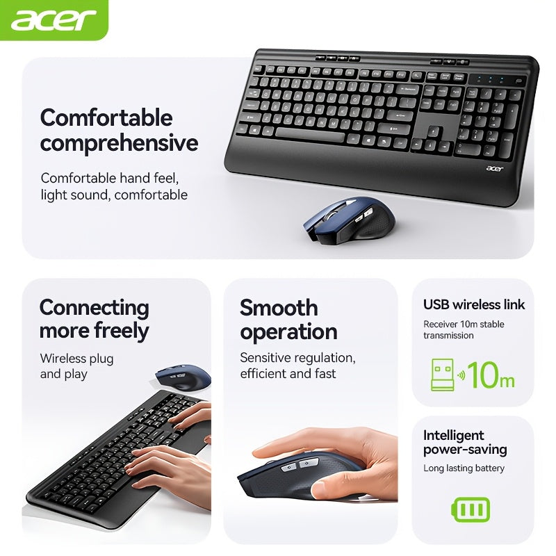 ACER Teclado e Rato Sem Fios com Apoio de Pulso – Preto