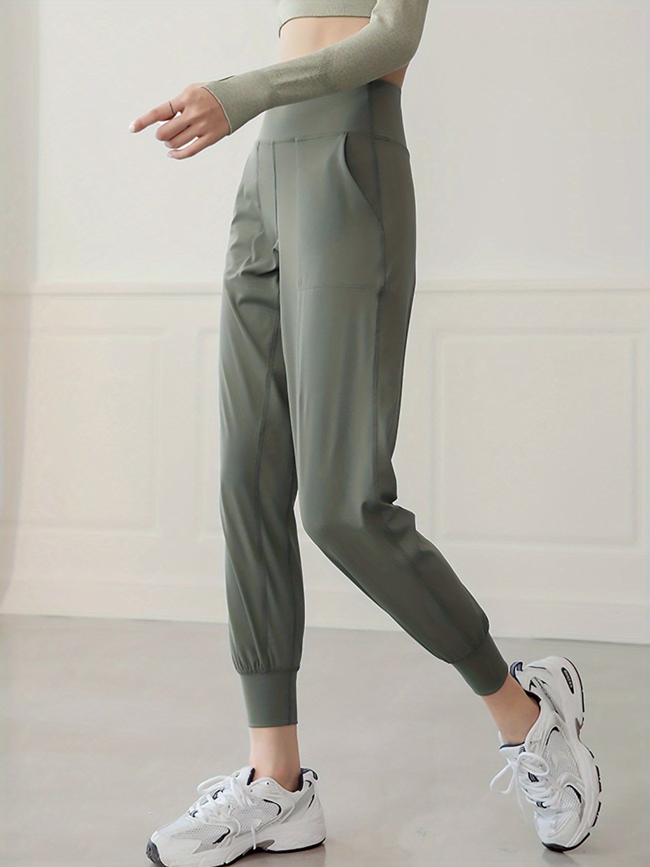 Women's Activewear: Causal Yoga Jogging Pants with Solid High Waist and Quick Drying Technology
