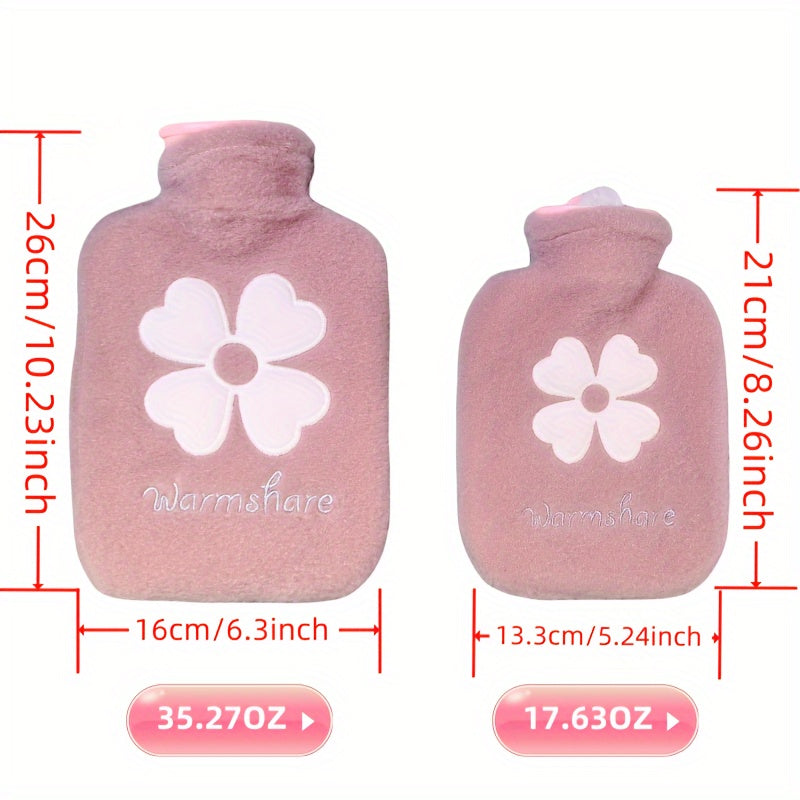 1pc Hot Water Bag With Soft Cover, 17.63oz/35.27oz, Hot Water Bottle For Bed, Shoulder Pain And Hand Feet Warmer, Menstrual Cramps