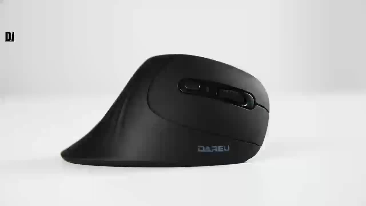 DAREU Ergonomic Wireless Vertical Mouse with USB Receiver – Right-Hand Design for Wrist Comfort, 2.4GHz Connectivity, Black with Teal Accents, Ideal for Office, Home, and Multi-Device Use, Ergonomic Mouse, DAERU