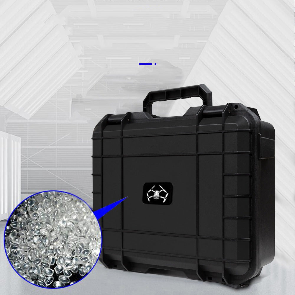 Estojo de transporte protetor para DJI Mini 3/4 e Mini 3/4 Pro, com pega antiderrapante para facilitar o transporte e fecho reforçado.