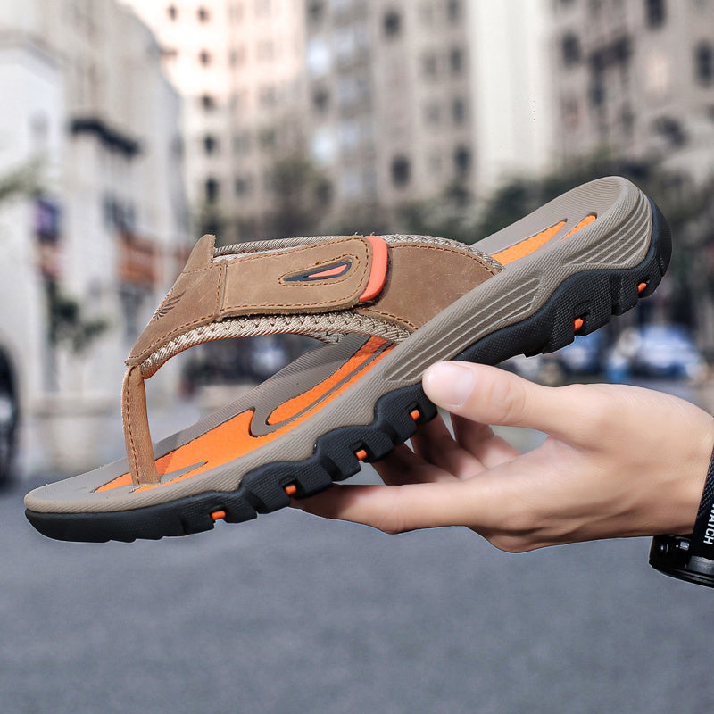 Men's & Unisex Slip-On - Adjustable Strap & Buckle Closure, Non-Slip Tread Sole, Brown/Orange/Black/Grey - Lightweight Cushioned Beach Shoes for Poolside, Casual, Vacation - Comfortable Indoor/ Slippers, Mules For Men, Indoor