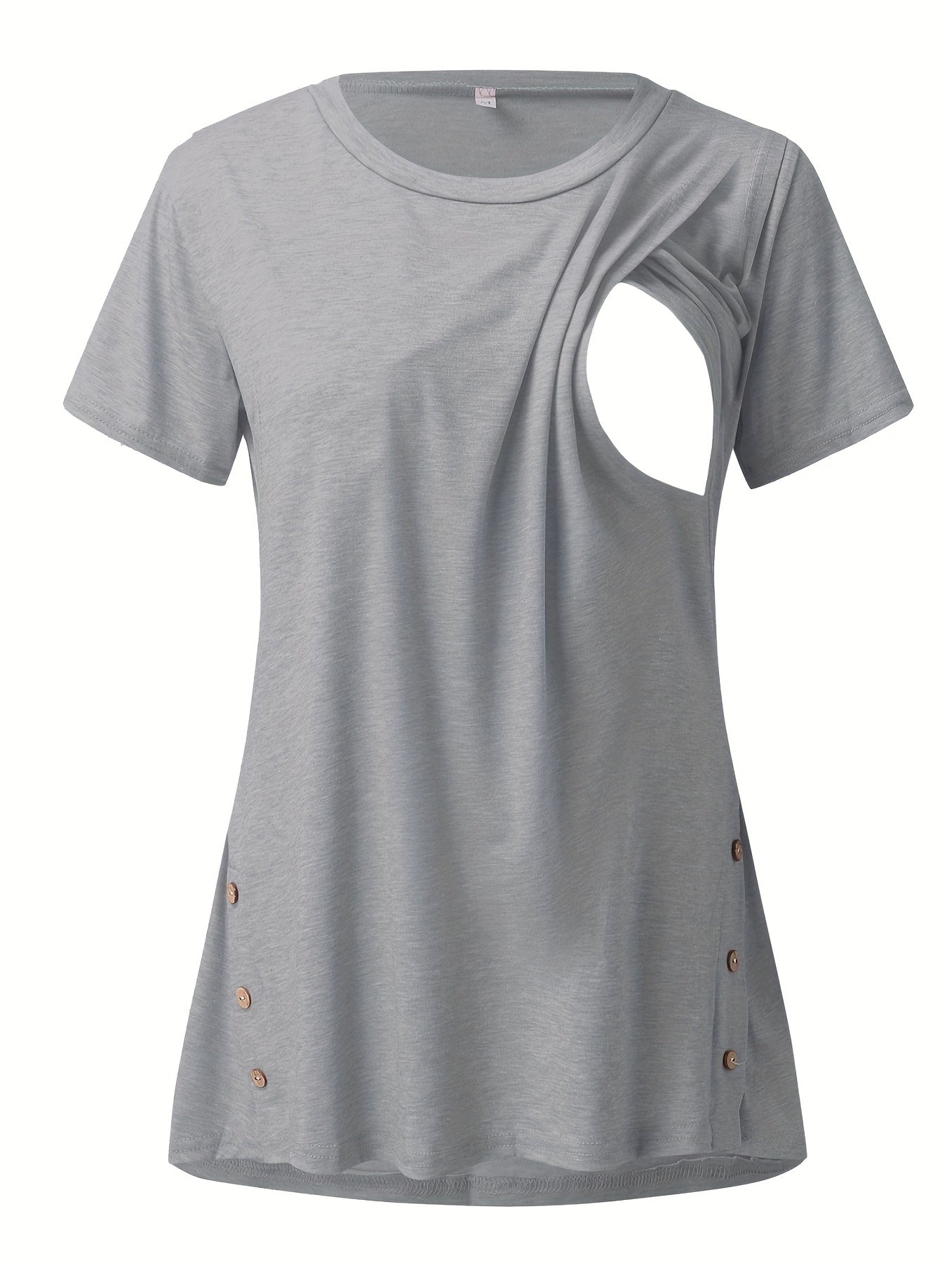 Women's Maternity Nursing T-shirt, Casual Mid Stretch Breathable Breastfeeding Pregnancy Top For Outdoor