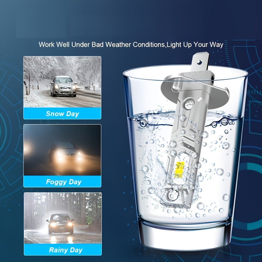 LupuAuto 4pcs H7 H1 LED Car Headlight Combo Kit, 6000K Cool White 300% Bright Led H7 H1 Low/High Beam Light, 1:1 Mini Size Plug And Play