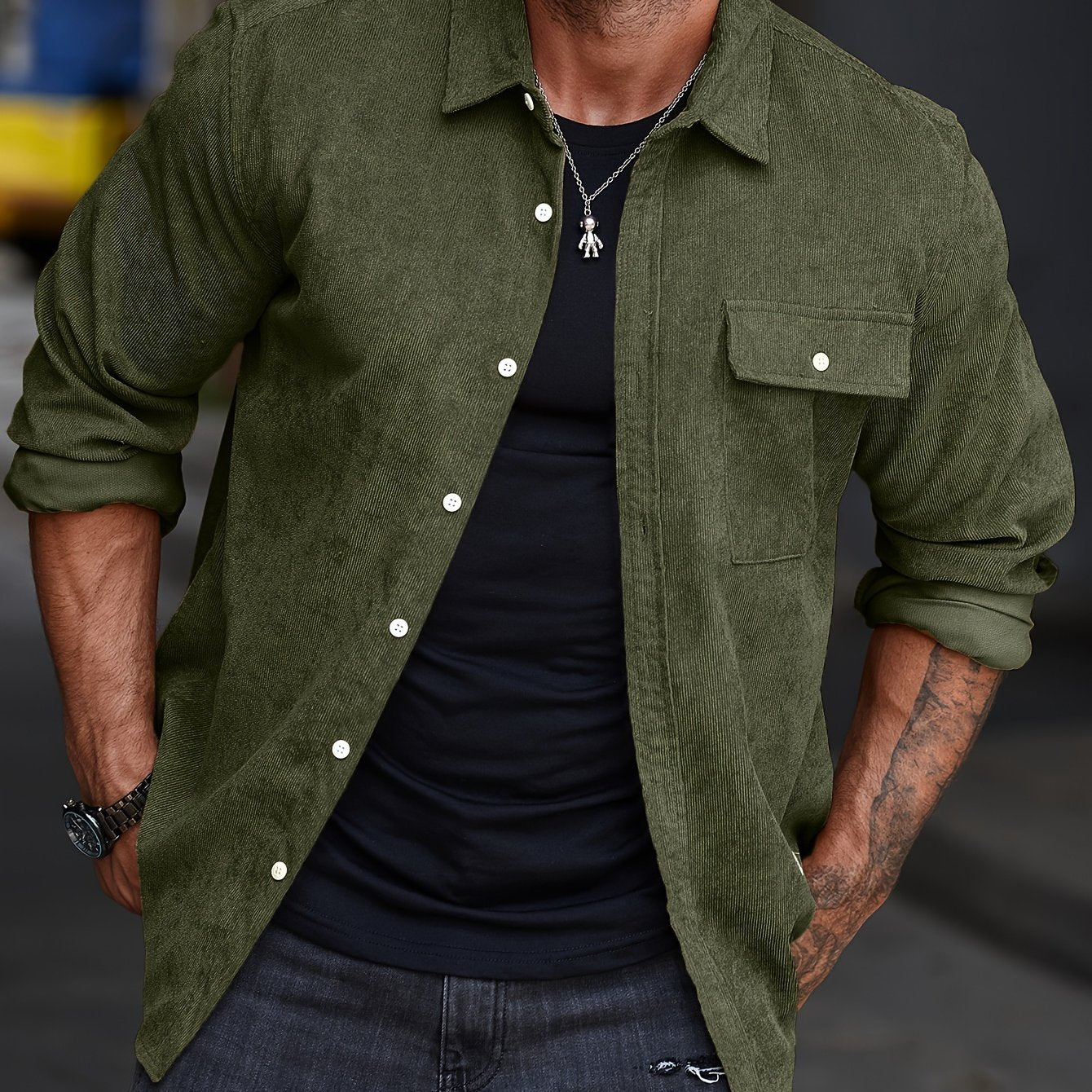 Stylish Men's Casual Lapel Shirt - Comfortable Button-Up Long Sleeve Shirt For Everyday Wear