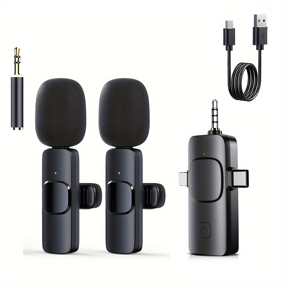 3.5mm Jack 3-in-1 Professional Wireless Lavalier Microphone with Noise Canceling, Clear Sound, High Sensitivity, 2.4GHz Receiver, Stable Transmission - Ideal for Computers, Cameras, Laptops, Online Teaching, Conferences, Tou