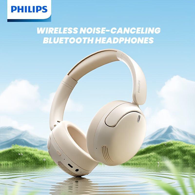 For Philips Wireless Over-Ear Headphones with ANC Noise Cancelling, 35-Hour Playtime, Foldable & Lightweight BT 5.4, USB-C Charging, High-Resolution Audio, Microphone, Heavy Bass - Ideal For Travel, Office, Mobile Phone, Comp