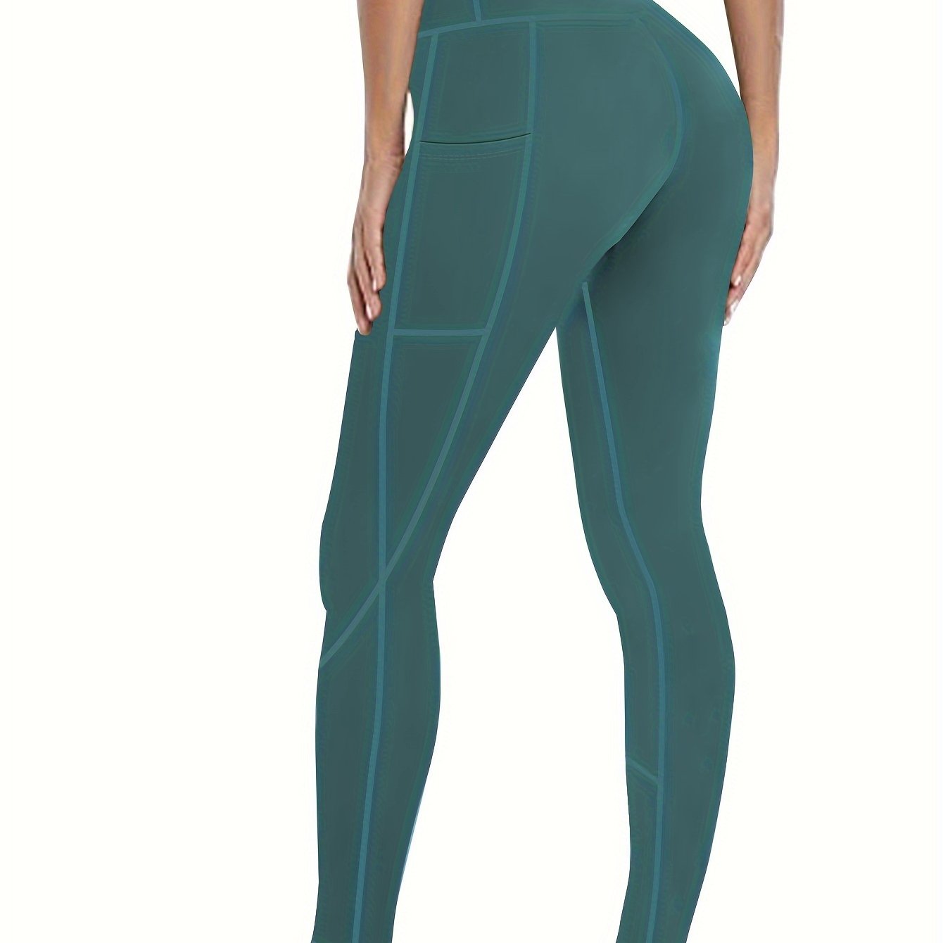 Women's Plus Size Slimming Yoga Leggings with Pockets - High Waist, Breathable & Stretchy Activewear for Running and Fitness