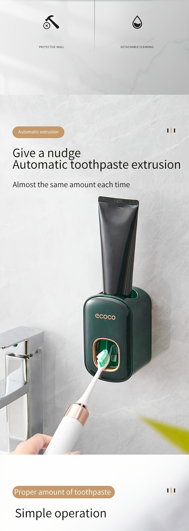 Elegant Wall-Mounted Automatic Toothpaste Dispenser - No Electricity Required