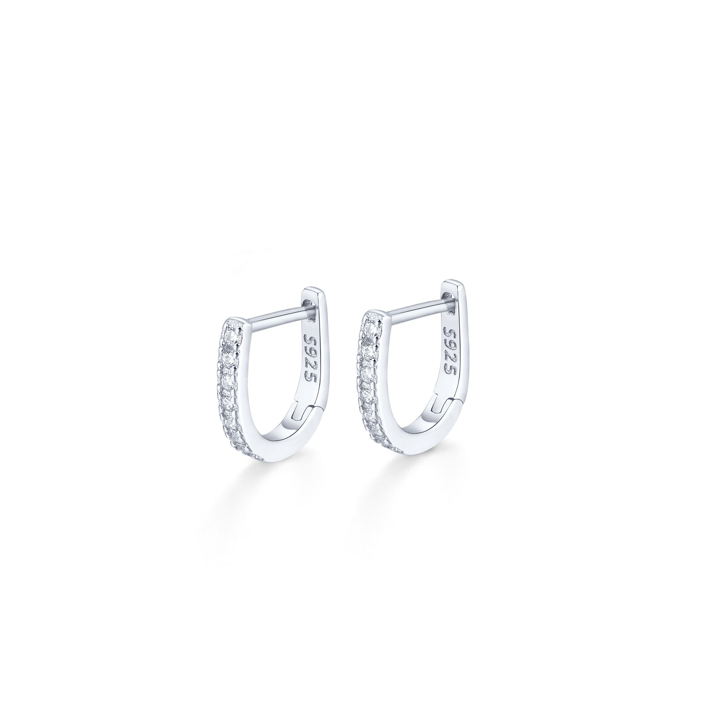 Sterling 925 Silver Jewelry Full Shiny zirconia Decor Hoop Earrings Elegant Minimalist Style Delicate Female Gift