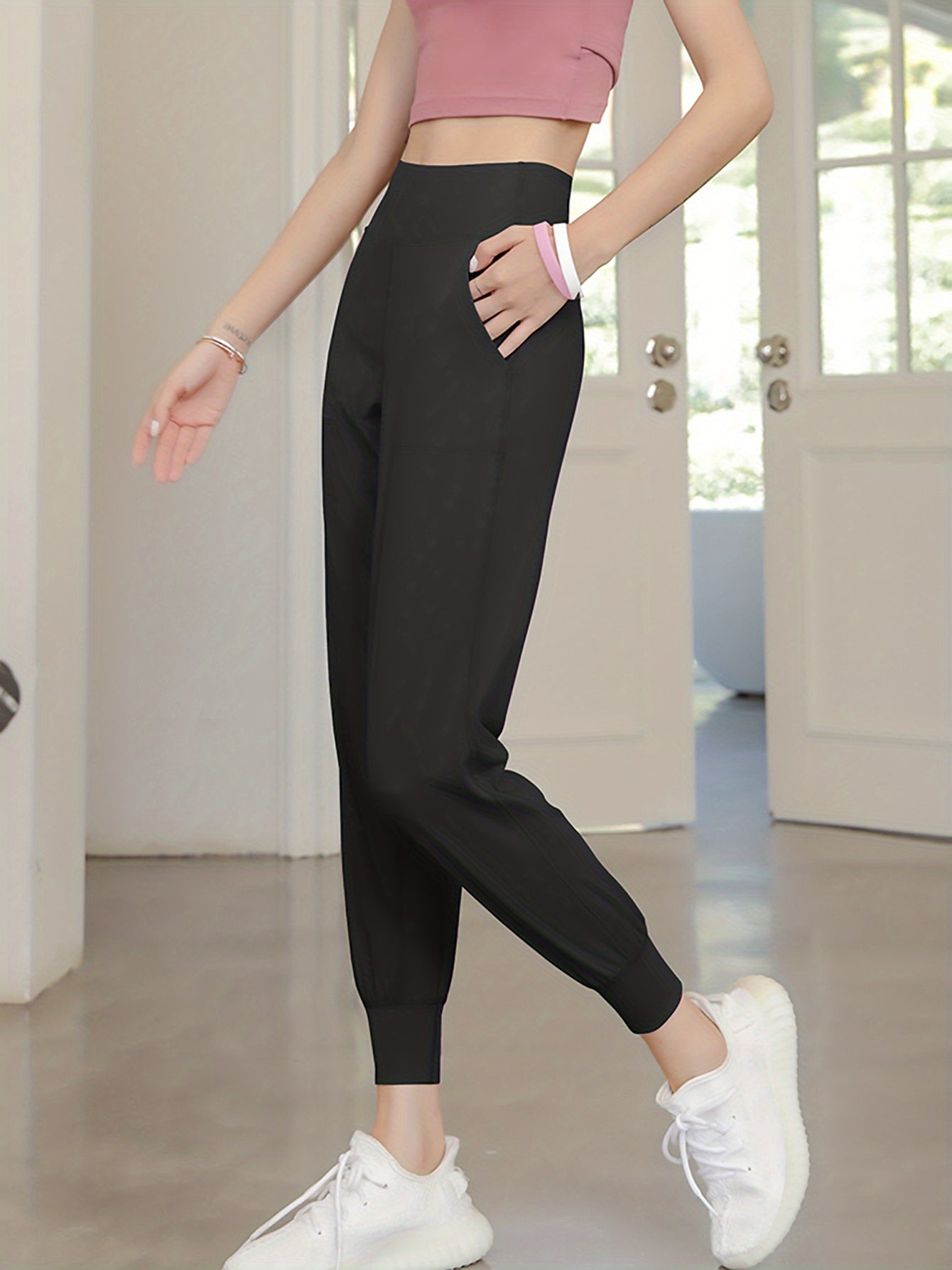 Women's Activewear: Causal Yoga Jogging Pants with Solid High Waist and Quick Drying Technology