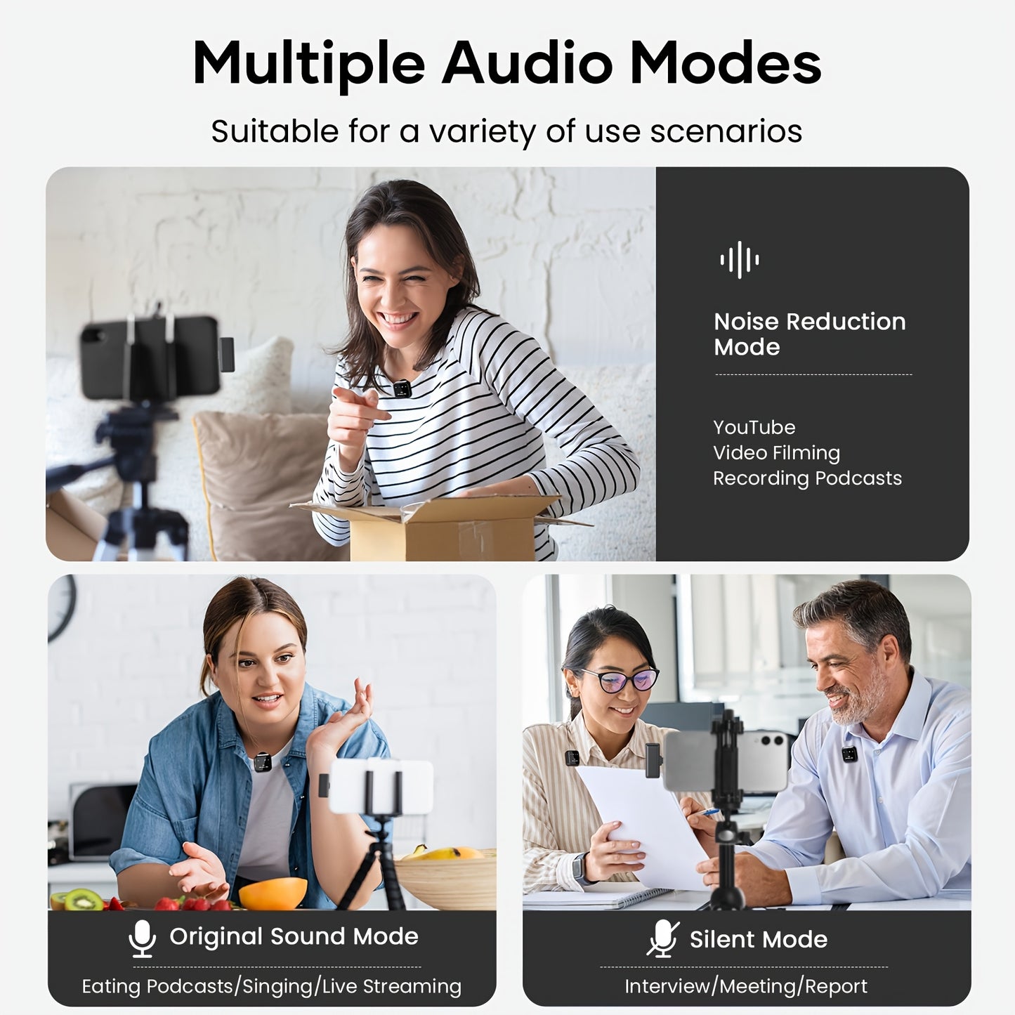 Wireless Lavalier Microphone For IPhone for ipad Android With Charging Case 80h Battery Life, Noise Cancellation, 49.99meter Range Plug-Play Clip On Lapel Mic For Video Recording, Vlog, Live Streaming