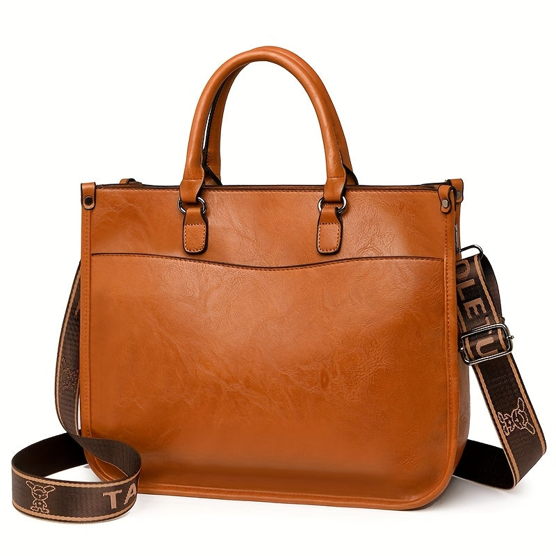 Stylish Brown Tote with Golden-Tone Hardware - Large Capacity, Detachable Shoulder Strap, Perfect for Work, Travel, And Everyday Use, Travel Tote | Sleek Tote Design | Durable