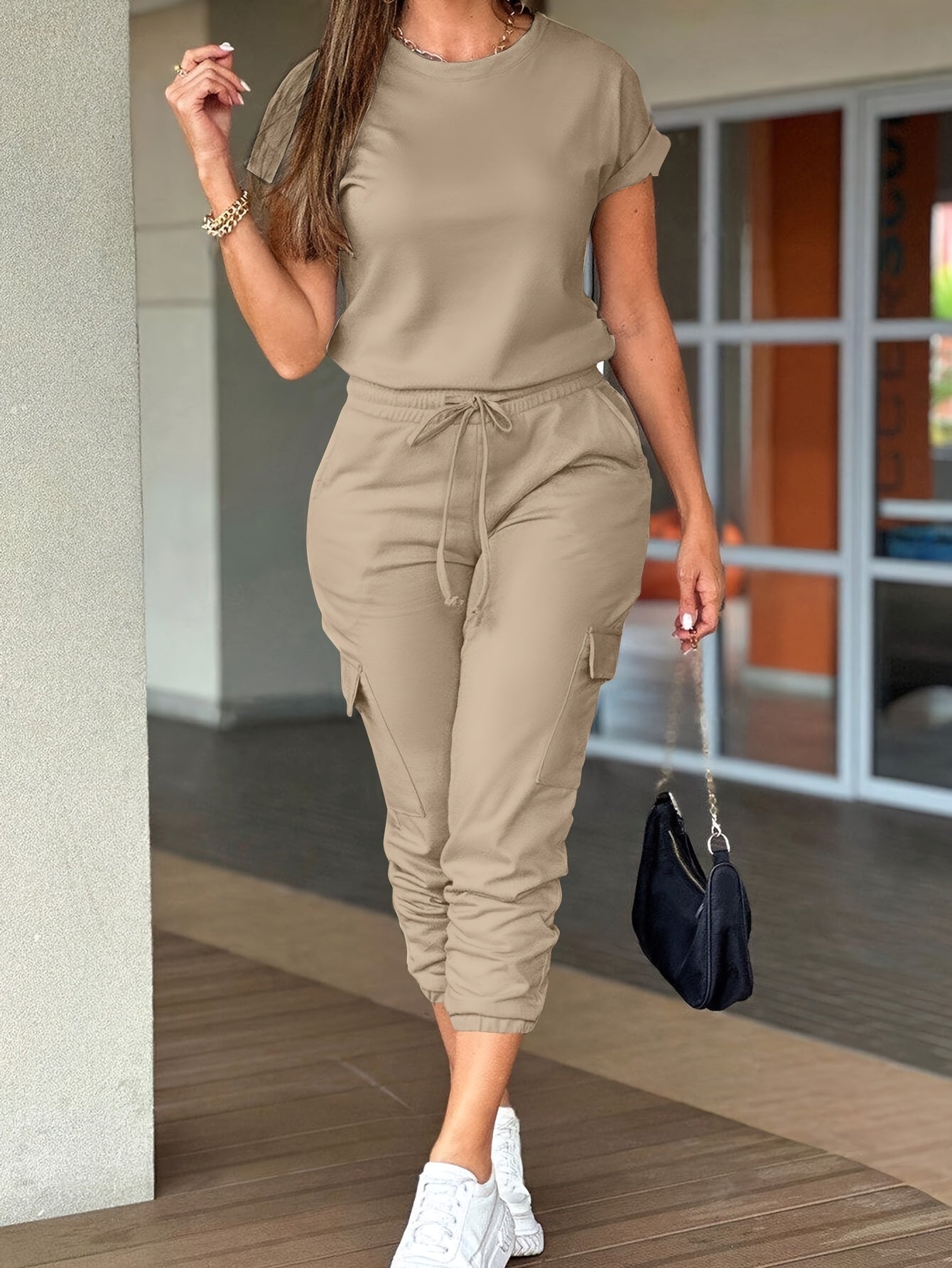 European and American Short Sleeve Jumpsuit