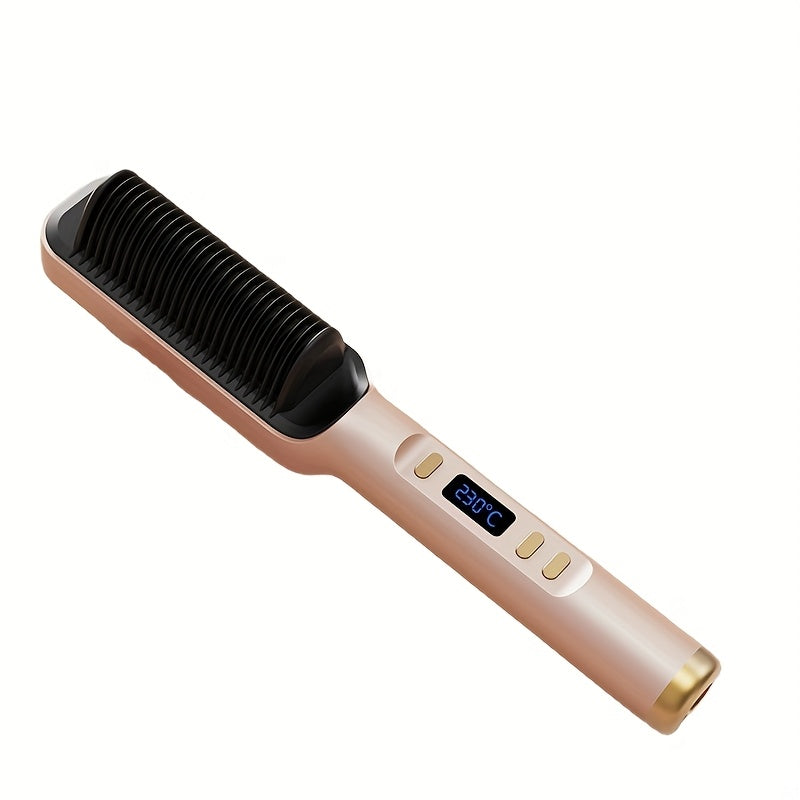 Hair Straightening Brush with LCD Display for Straightening and Curling, Lazy Curling Iron Hair Straightener, Negative Ion Non-Injurious Hair, Anti-scald, Fast Styling Hot Brush, Women'S Gift, Birthday Gift, Holiday Gift, Fas