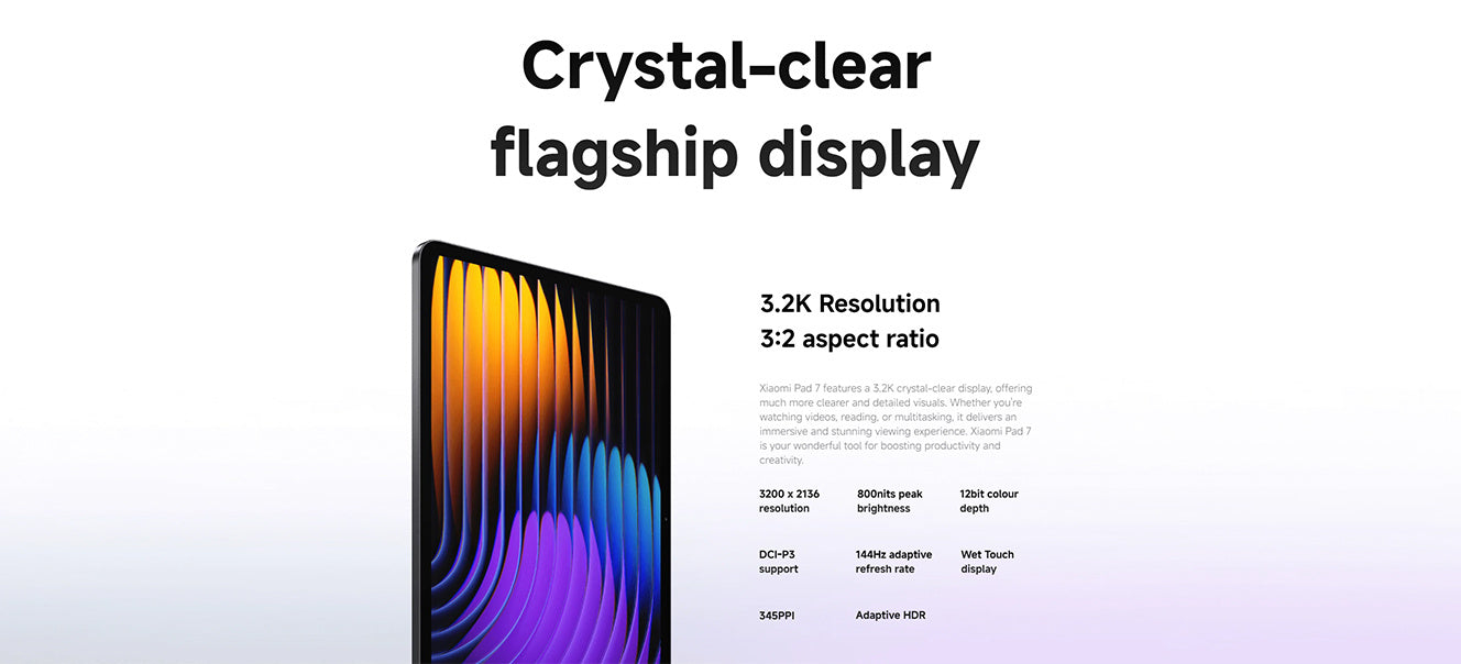 Xiaomi Pad 7 Tablet, 11.2 Inches, 8GB+128GB, 3.2K 144 Hz Display, Snapdragon 7+ Gen 3, 8850 mAh Battery, HyperAI, Grey